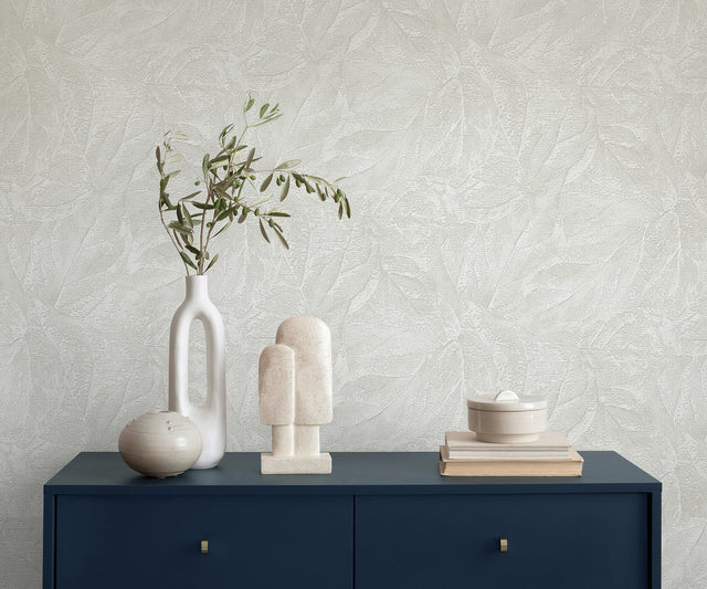 Aspen White Leaf Wallpaper