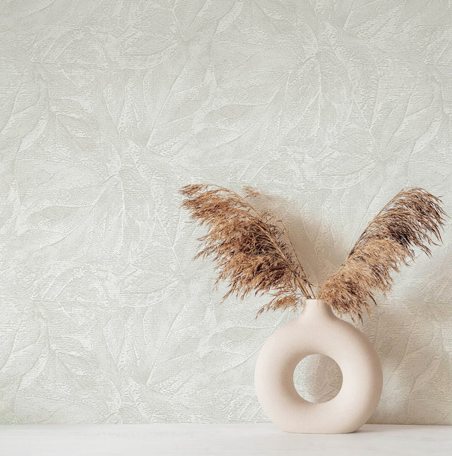 Aspen White Leaf Wallpaper