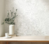 Meilani White & Silver by Fine Decor Palm Landscape Wallpaper – Brewster Home Fashions M95677