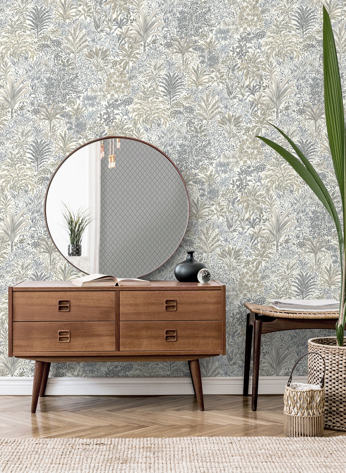 Meilani Natural & Grey by Fine Decor Palm Landscape Wallpaper – Brewster Home Fashions M95678