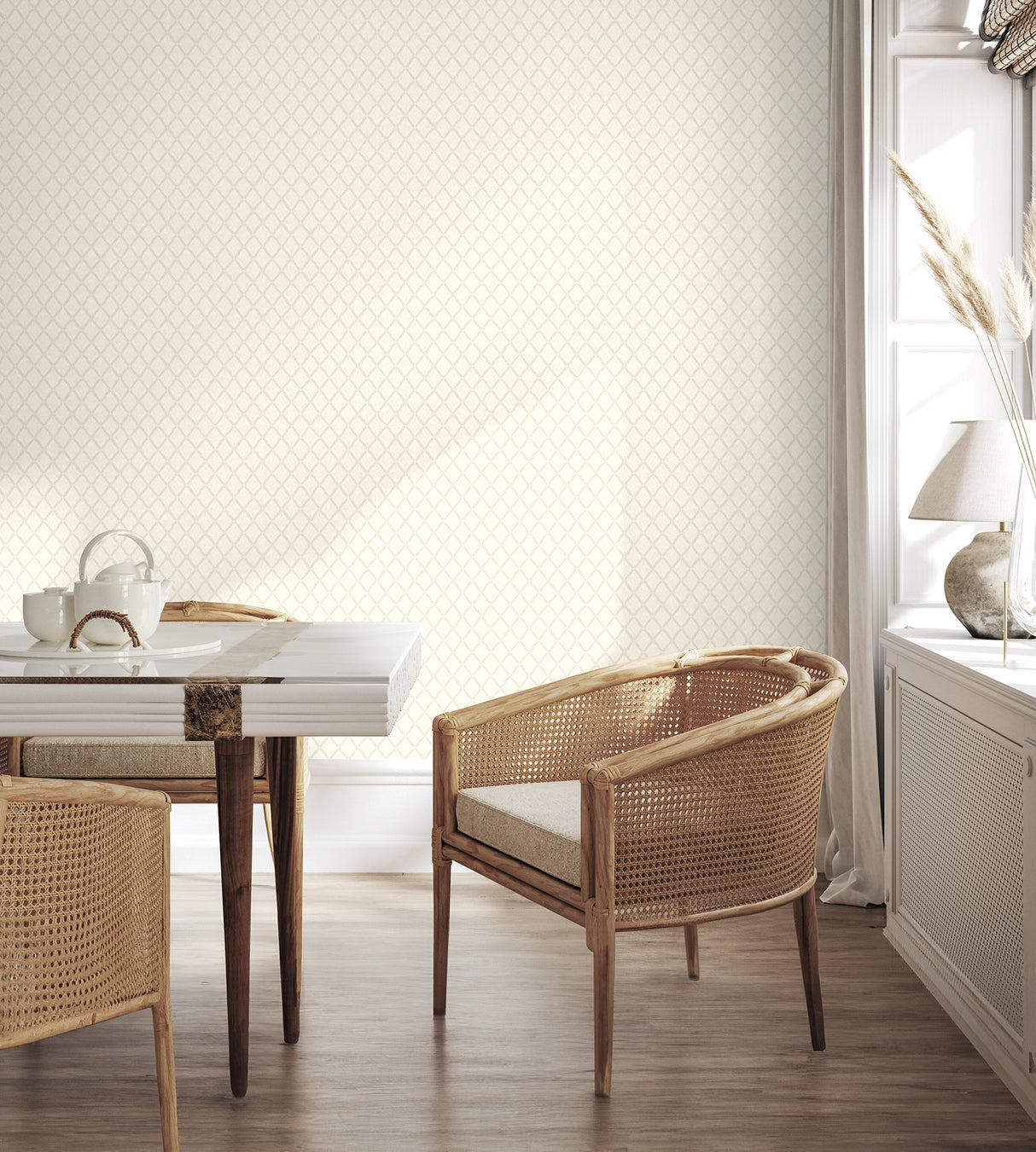 Santina Eggshell by Fine Decor Trellis Wallpaper – Brewster Home Fashions M95679