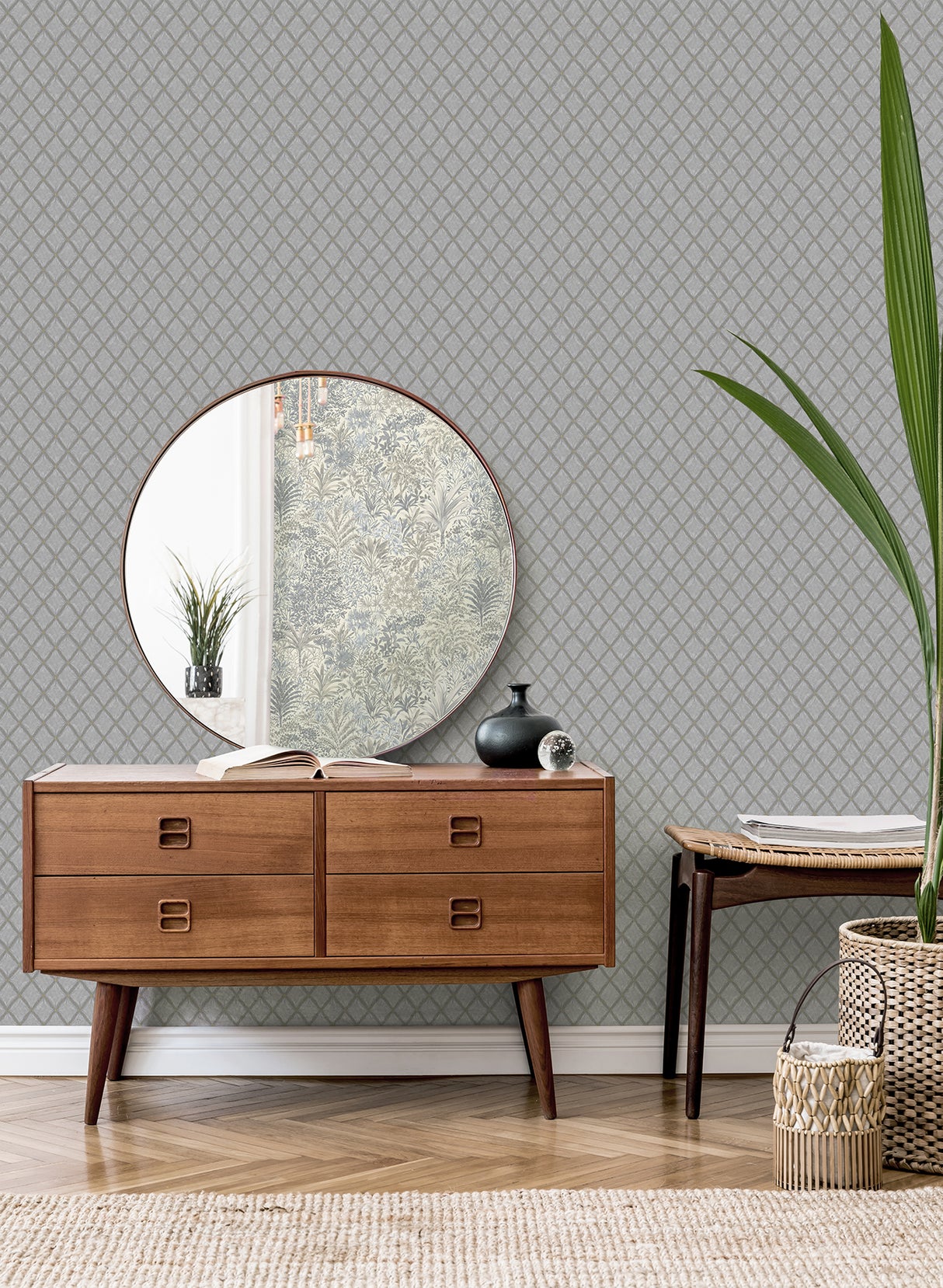 Santina Natural & Grey by Fine Decor Trellis Wallpaper – Brewster Home Fashions M95681