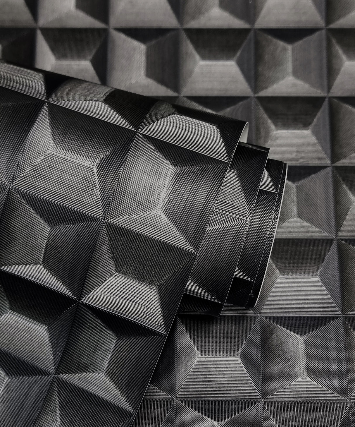 Romero Black by Fine Decor 3D Geometric Wallpaper – Brewster Home Fashions M95682