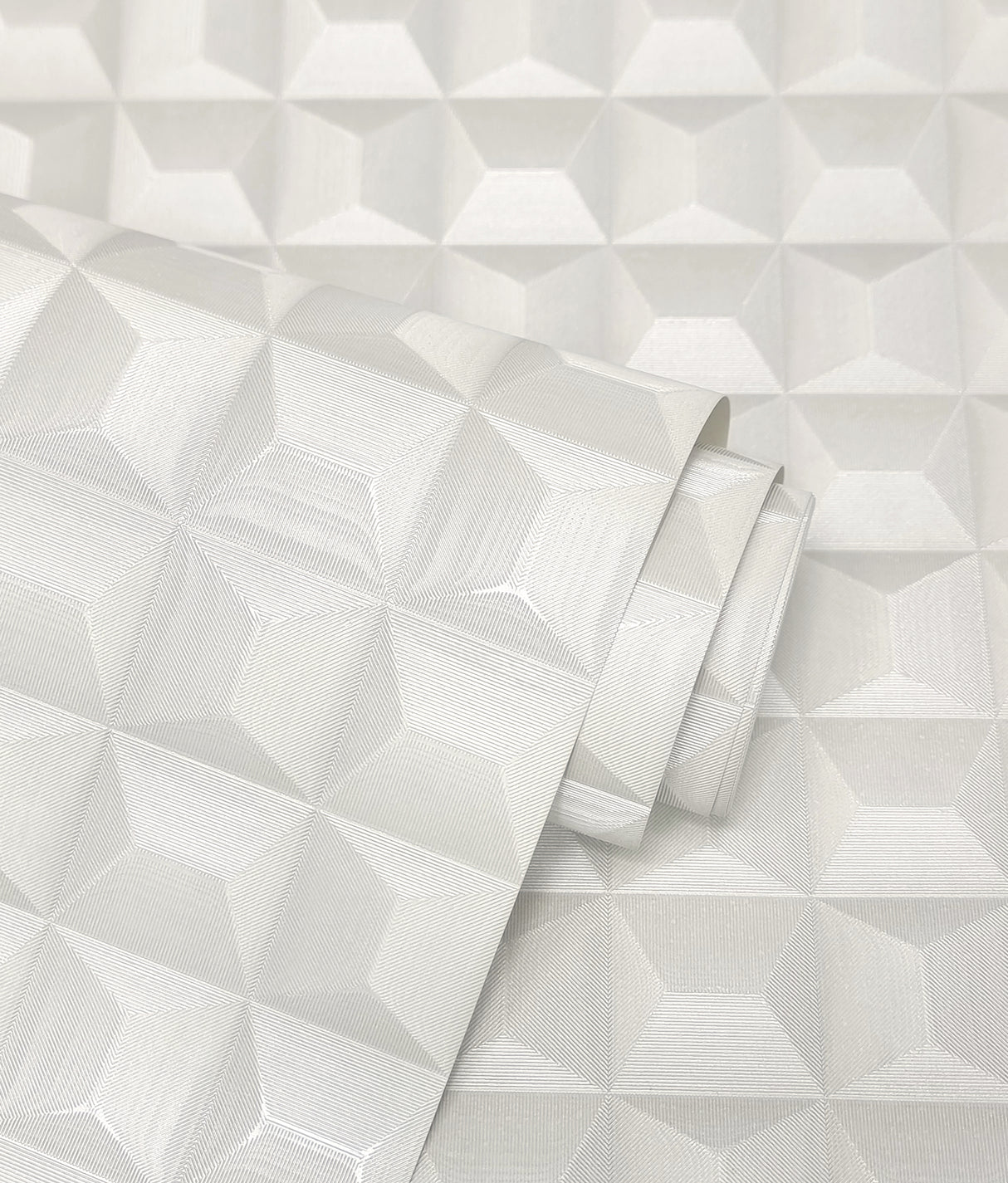 Romero White by Fine Decor 3D Geometric Wallpaper – Brewster Home Fashions M95683