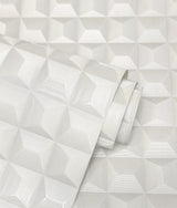 Romero White by Fine Decor 3D Geometric Wallpaper – Brewster Home Fashions M95683