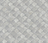 Antonina Vella Waterford Grey Tiled Wallpaper MA34907 roll and pattern