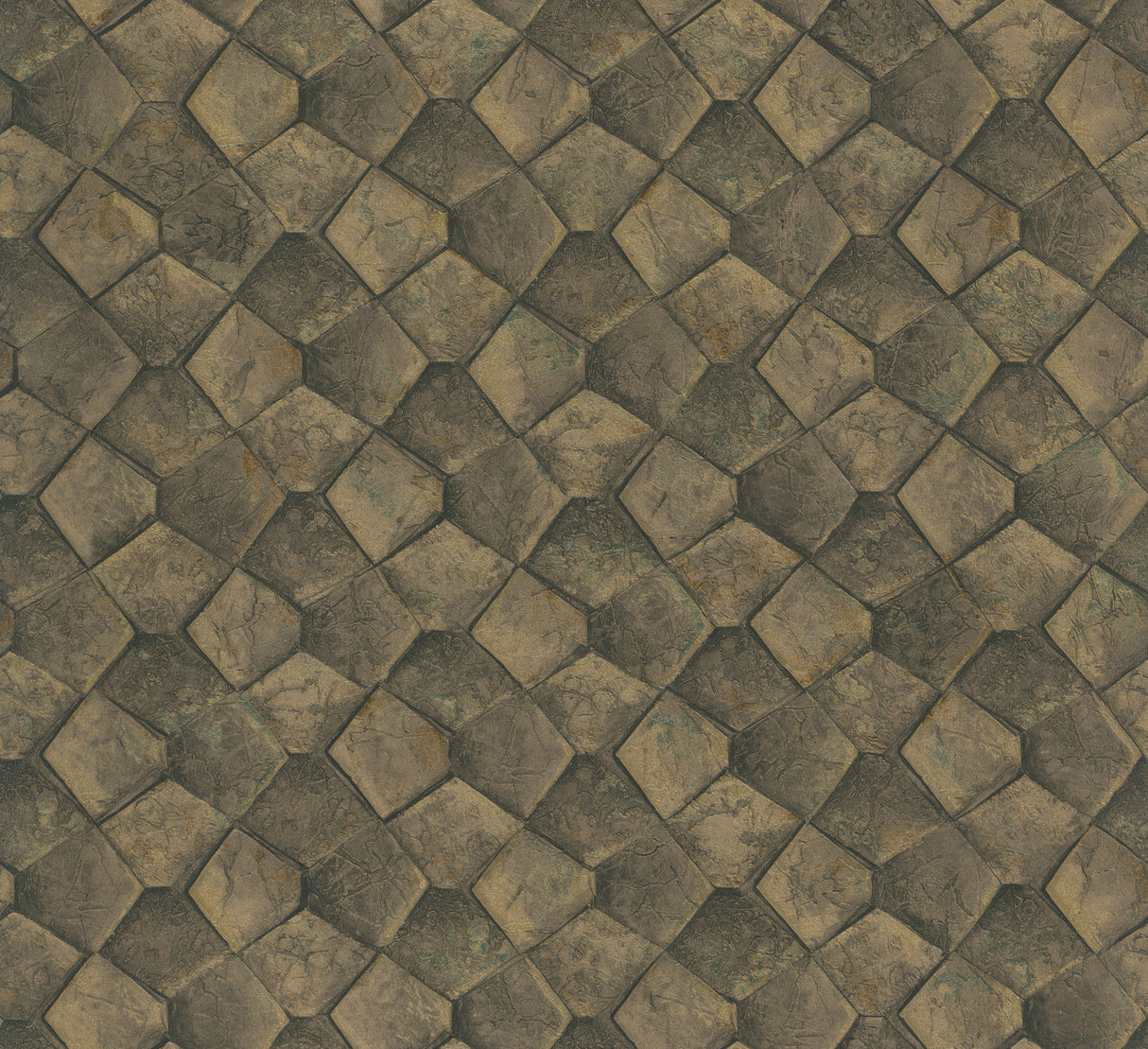 Waterford Gold Tiled Wallpaper by Antonina Vella, textured geometric vinyl pattern