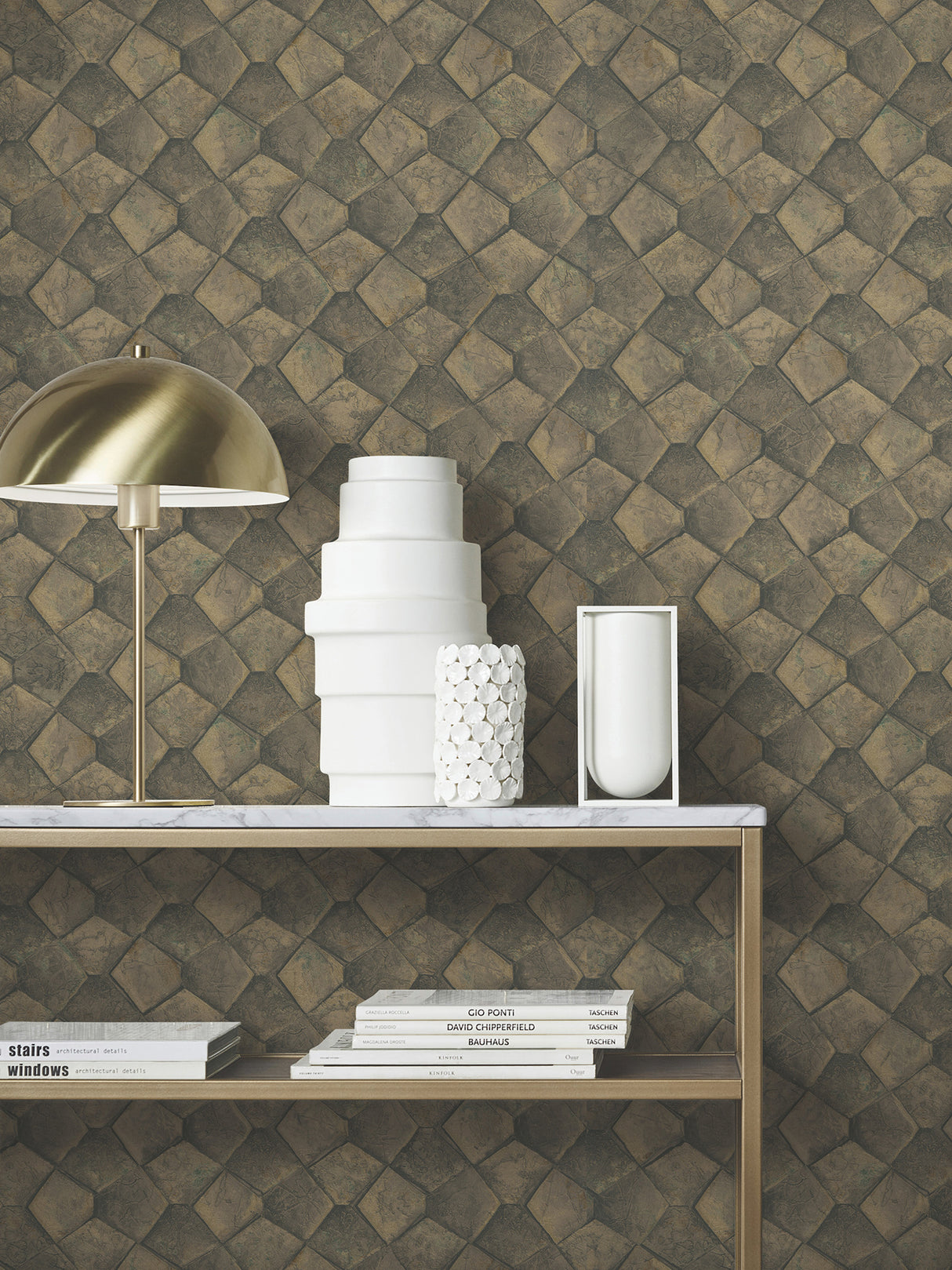 Waterford Gold by Antonina Vella Tiled Textured Vinyl Wallpaper – York Designer Series MA34909