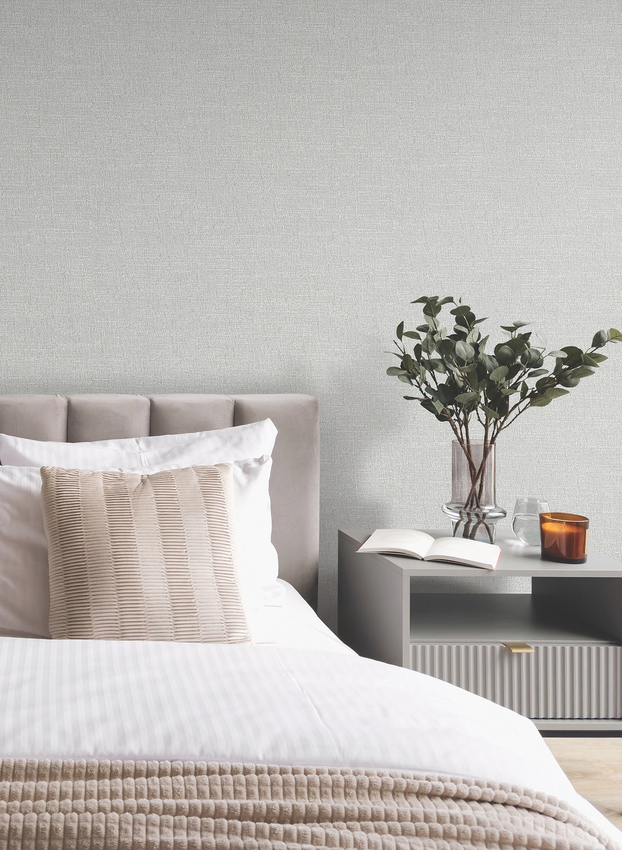 Highland Tweed Grey by Antonina Vella Faux Fabric Wallpaper- York Designer Series MA34911