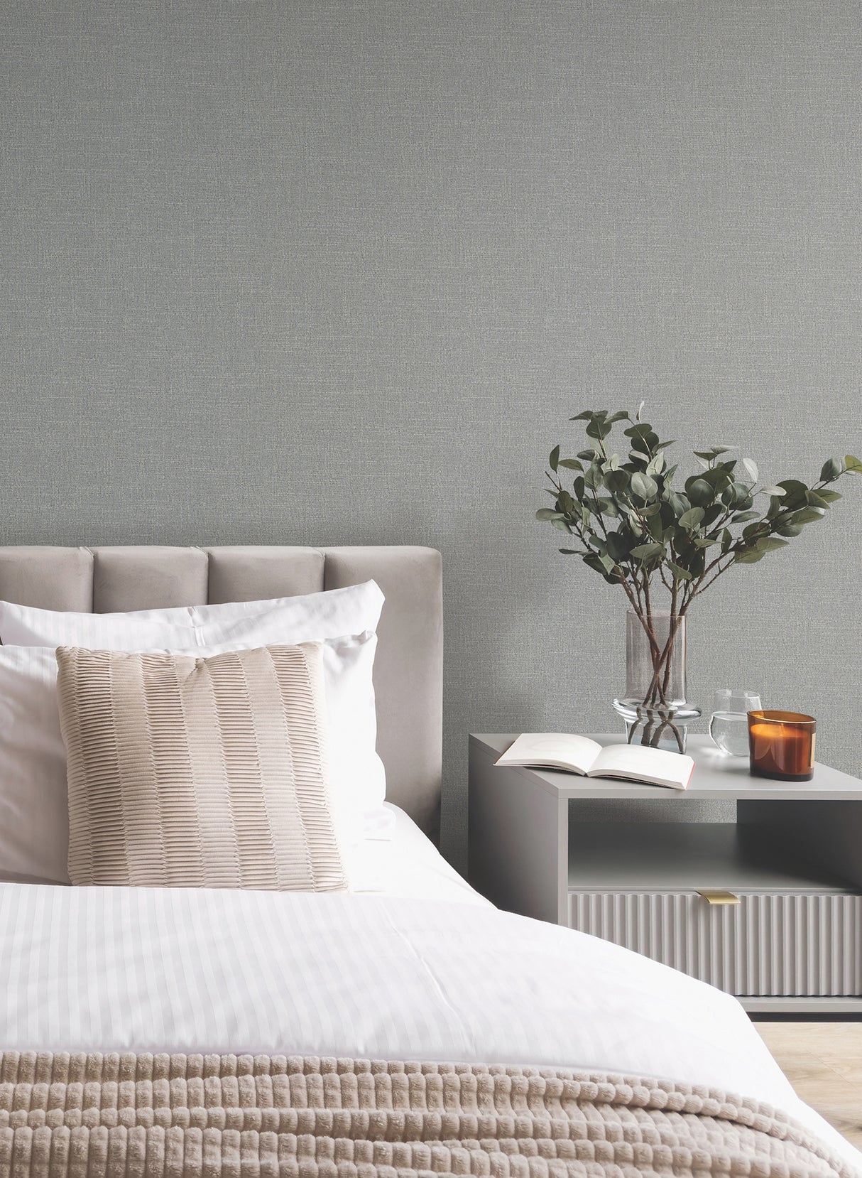 Highland Tweed Dark Grey by Antonina Vella Faux Fabric Wallpaper – York Designer Series MA34915