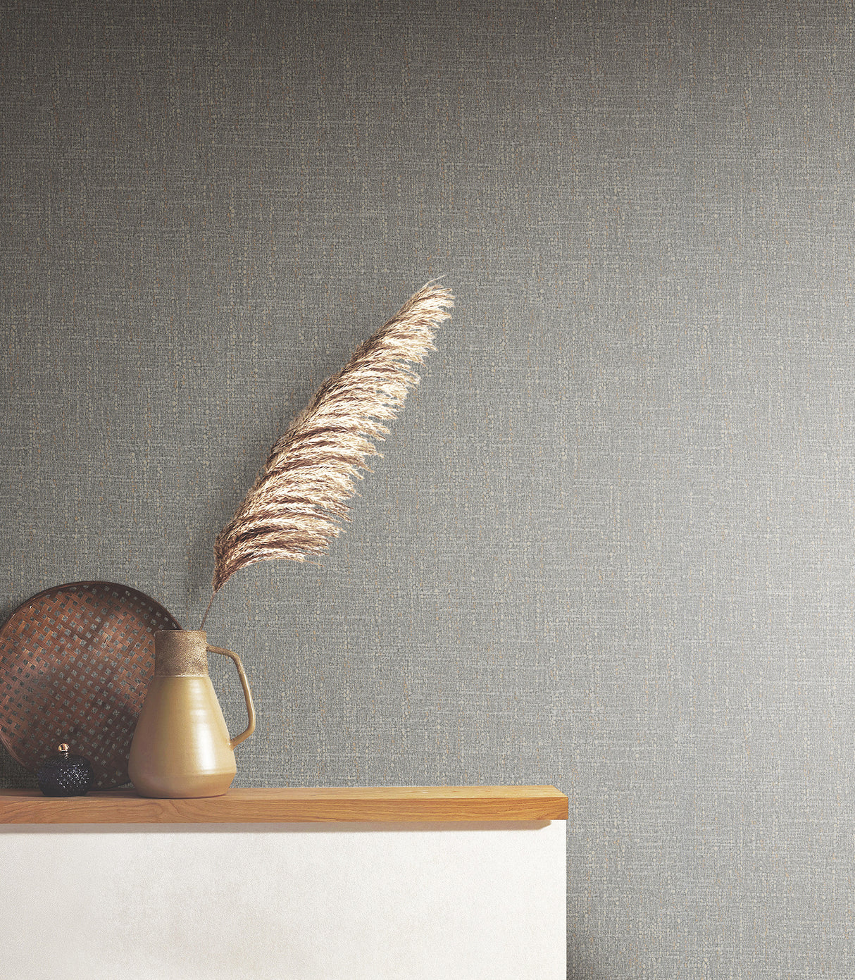 Highland Tweed Dark Grey by Antonina Vella Faux Fabric Wallpaper – York Designer Series MA34915