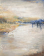Crystal Lake abstract multicolor wall mural by Antonina Vella showing a silver lake with blue and gold accents
