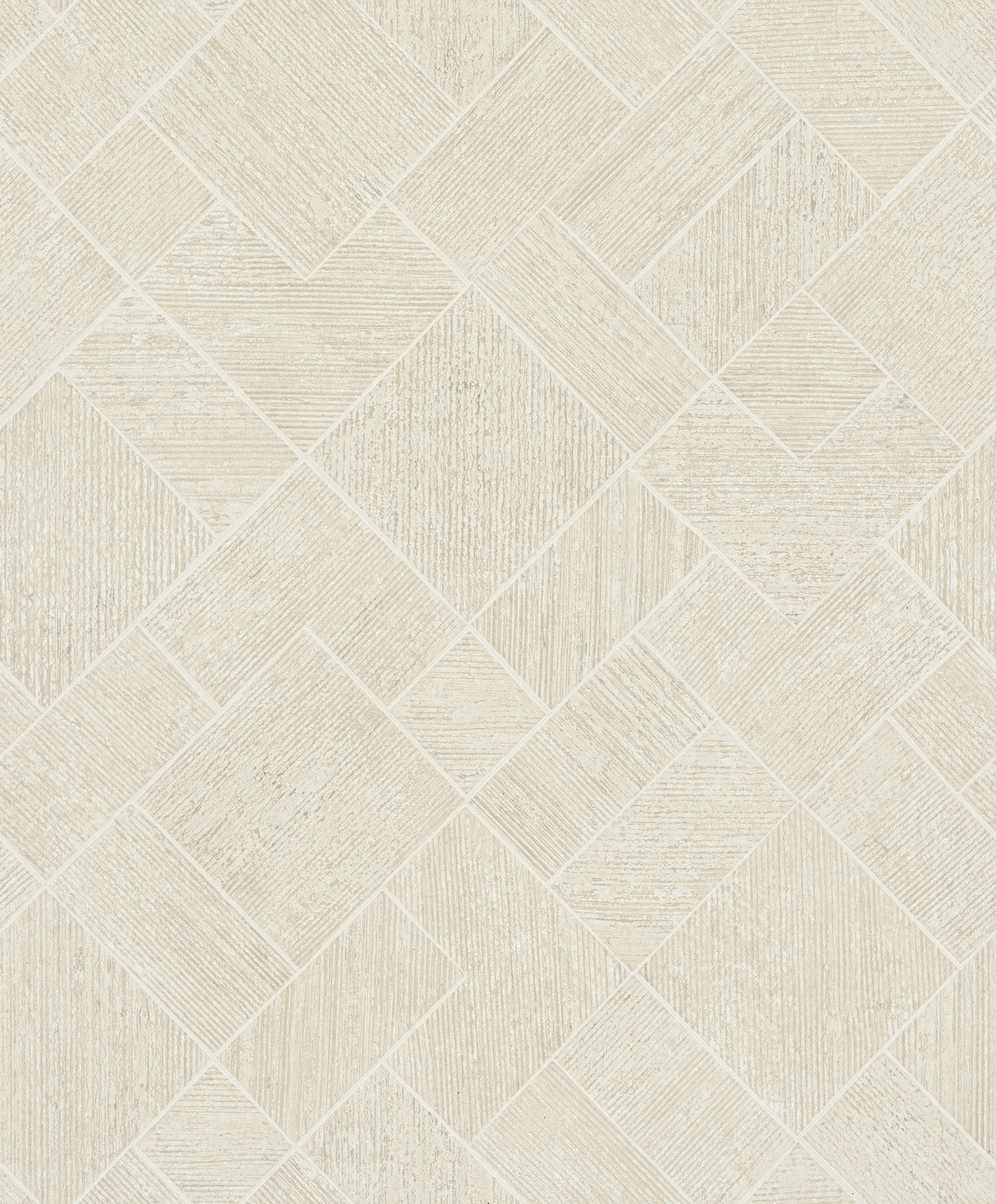 Antonina Vella Marquetry Beige Tile Wallpaper room scene