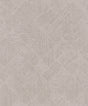 Antonina Vella Marquetry Grey Tile Wallpaper roll and room scenes in pearlescent grey geometric tile pattern.