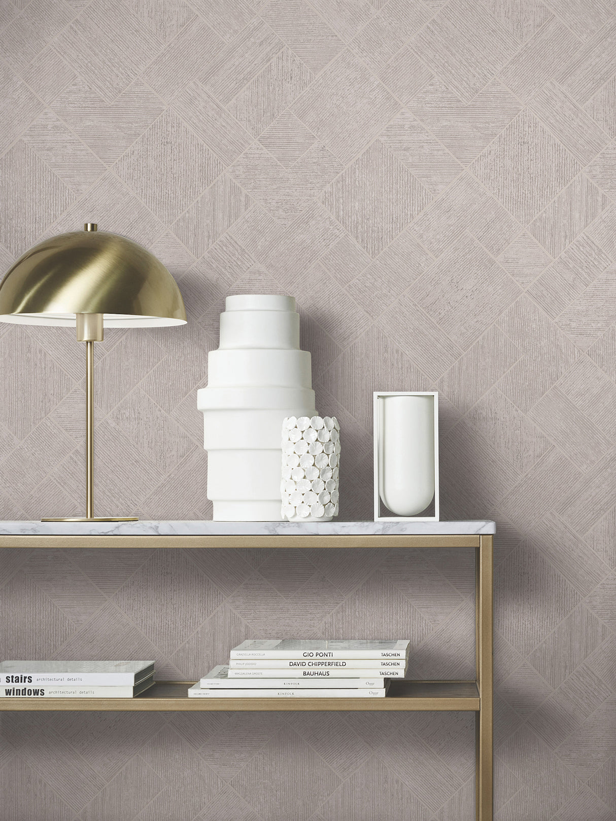 Marquetry Grey by Antonina Vella Tile Wallpaper – York Designer Series MA35510