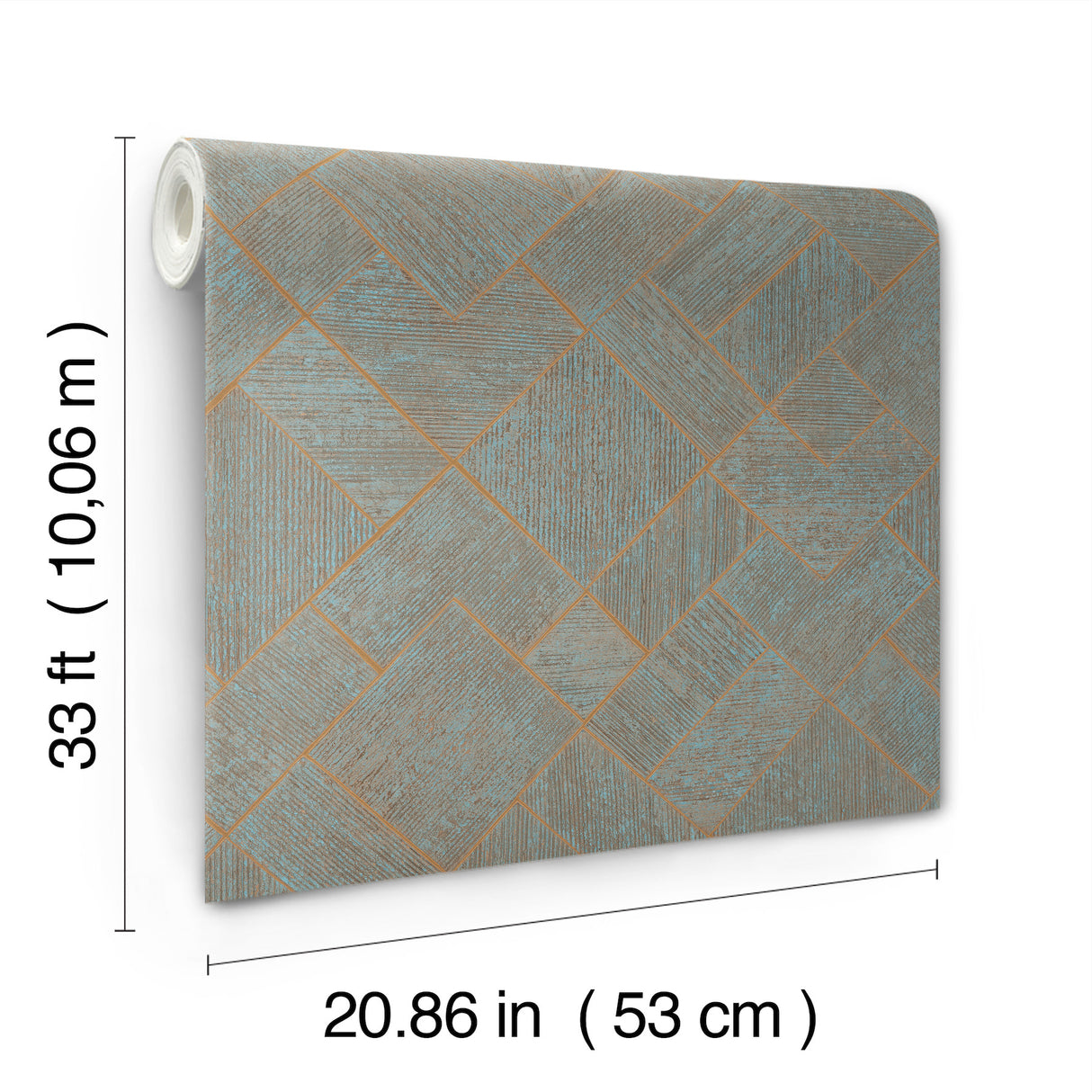 Marquetry Teal by Antonina Vella Tile Vinyl Wallpaper- York Designer Series MA35512