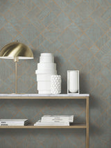 Marquetry Teal by Antonina Vella Tile Vinyl Wallpaper- York Designer Series MA35512