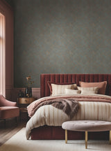 Marquetry Teal by Antonina Vella Tile Vinyl Wallpaper- York Designer Series MA35512