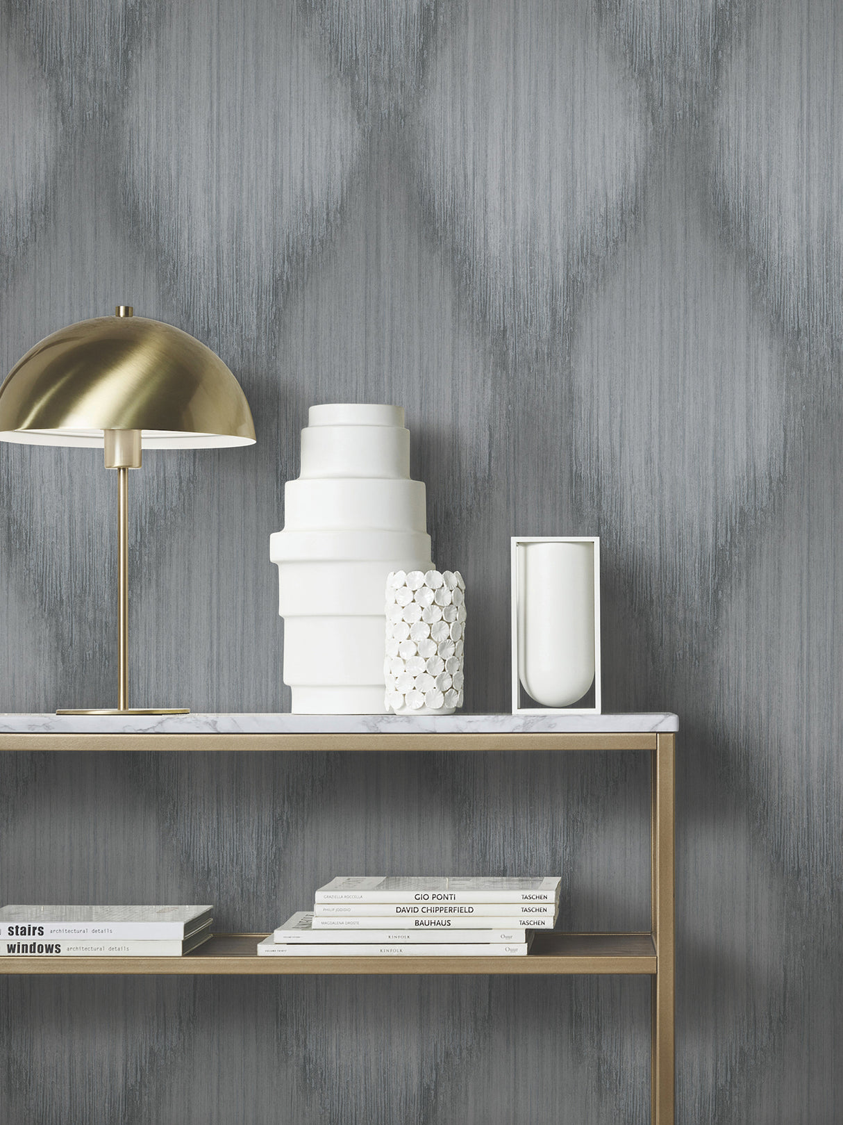 Starfall Pewter by Antonina Vella Metallic Ikat Wallpaper – York Designer Series MA35804