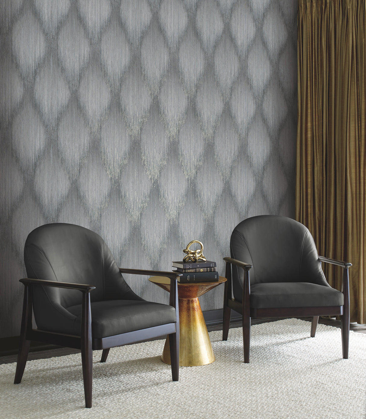 Starfall Pewter by Antonina Vella Metallic Ikat Wallpaper – York Designer Series MA35804