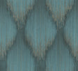 Antonina Vella Starfall Teal Metallic Ikat Wallpaper MA35806 roll and room setting