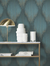Starfall Teal by Antonina Vella Metallic Ikat Wallpaper – York Designer Series MA35806