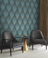 Starfall Teal by Antonina Vella Metallic Ikat Wallpaper – York Designer Series MA35806