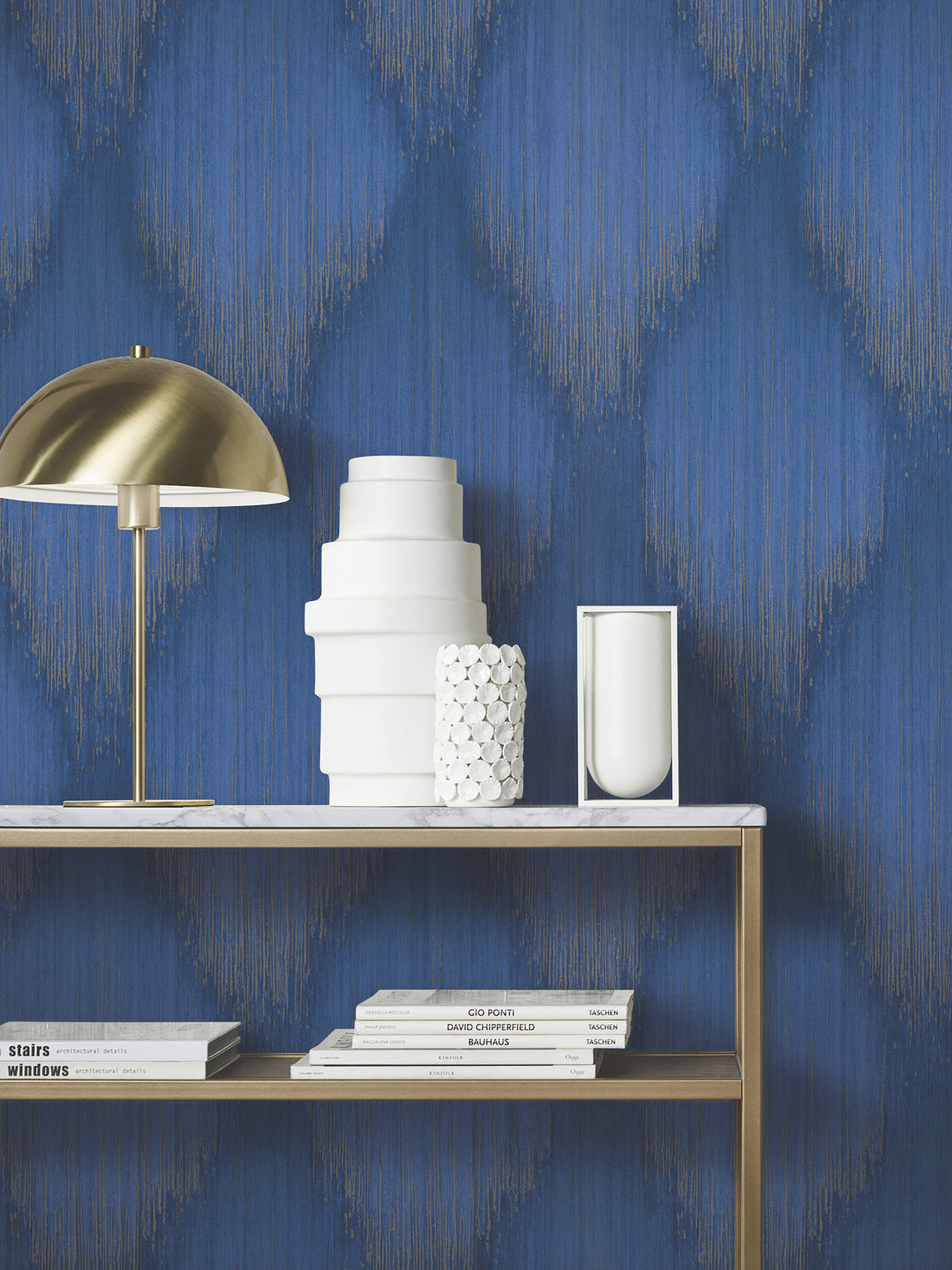 Starfall Sapphire by Antonina Vella Metallic Ikat Wallpaper – York Designer Series MA35808