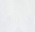 Lumiere White Deco Geo Wallpaper by Antonina Vella, 27.6 in x 33 ft roll with Art Deco fan damask pattern.