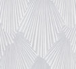 Lumiere Off-White Deco Geo Wallpaper by Antonina Vella with scalloped Art Deco fan damask