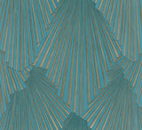 Lumiere Teal Deco Geo vinyl wallpaper with Art Deco fan motif, SKU MA35850