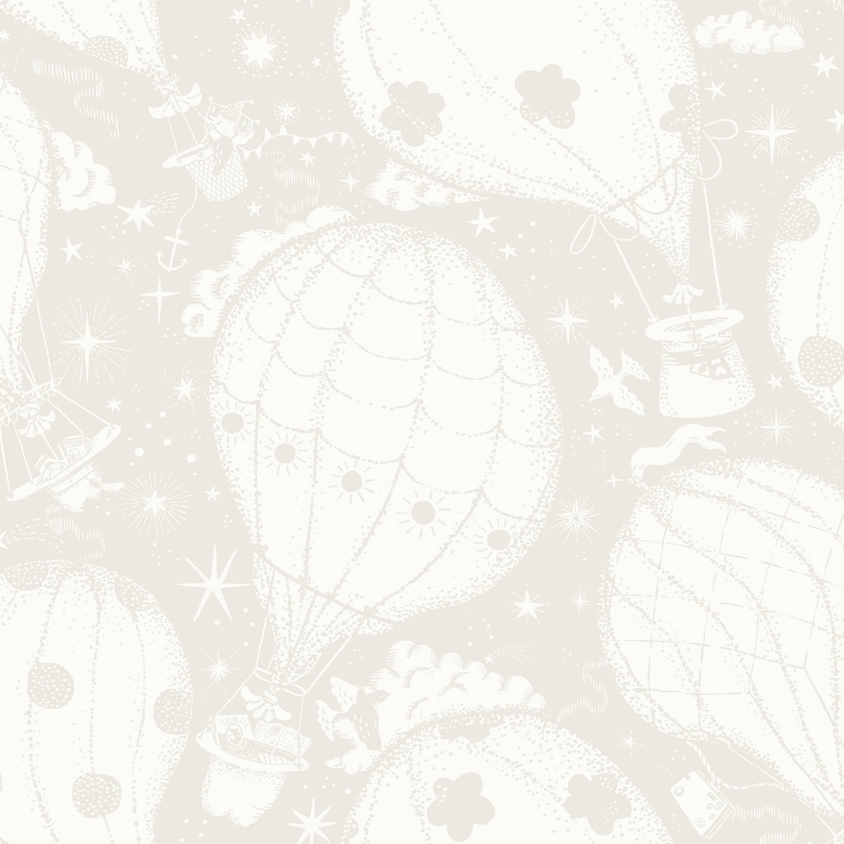 Ballongerna Grey Whimsical Hot Air Balloon Non Woven Wallpaper by York Wallcoverings - MB29001