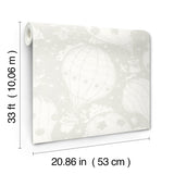 Ballongerna Grey by York Wallcoverings Daydream Collection Lina Schnaufer Whimsical Hot Air Balloon Non Woven Unpasted Wallpaper - MB29001