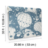 Ballongerna Dark Blue by York Wallcoverings Lina Schnaufer Whimsical Hot Air Balloon Daydream Collection Non Woven Wallpaper - MB29006