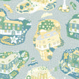 Staden Light Blue whimsical town and cars wallpaper by York Wallcoverings