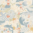 York Wallcoverings Havet Multi Wallpaper MB29015 sample with whimsical sea creatures