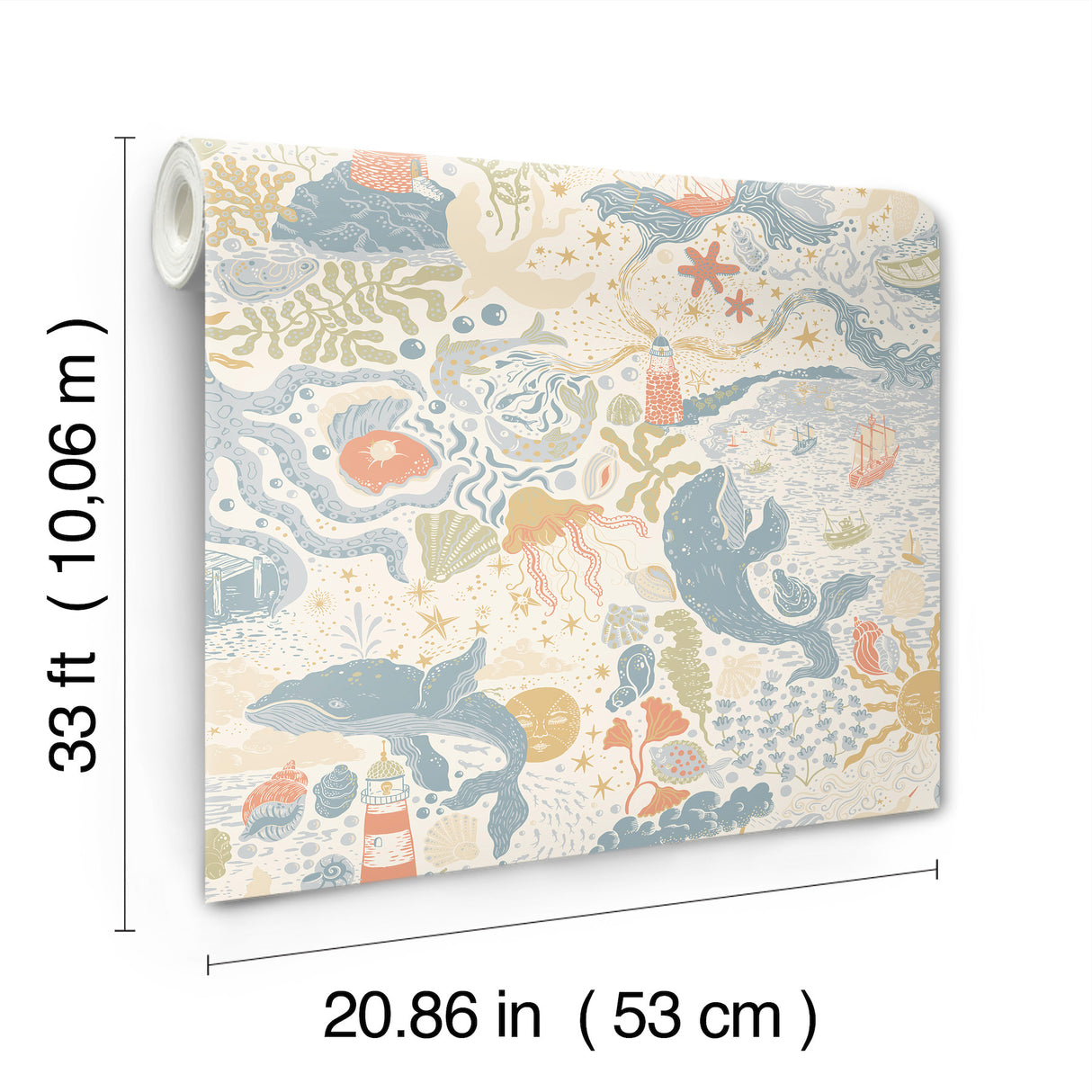 Havet Multi by York Wallcoverings Whimsical Sea Creatures Wallpaper – York Wallcoverings MB29015