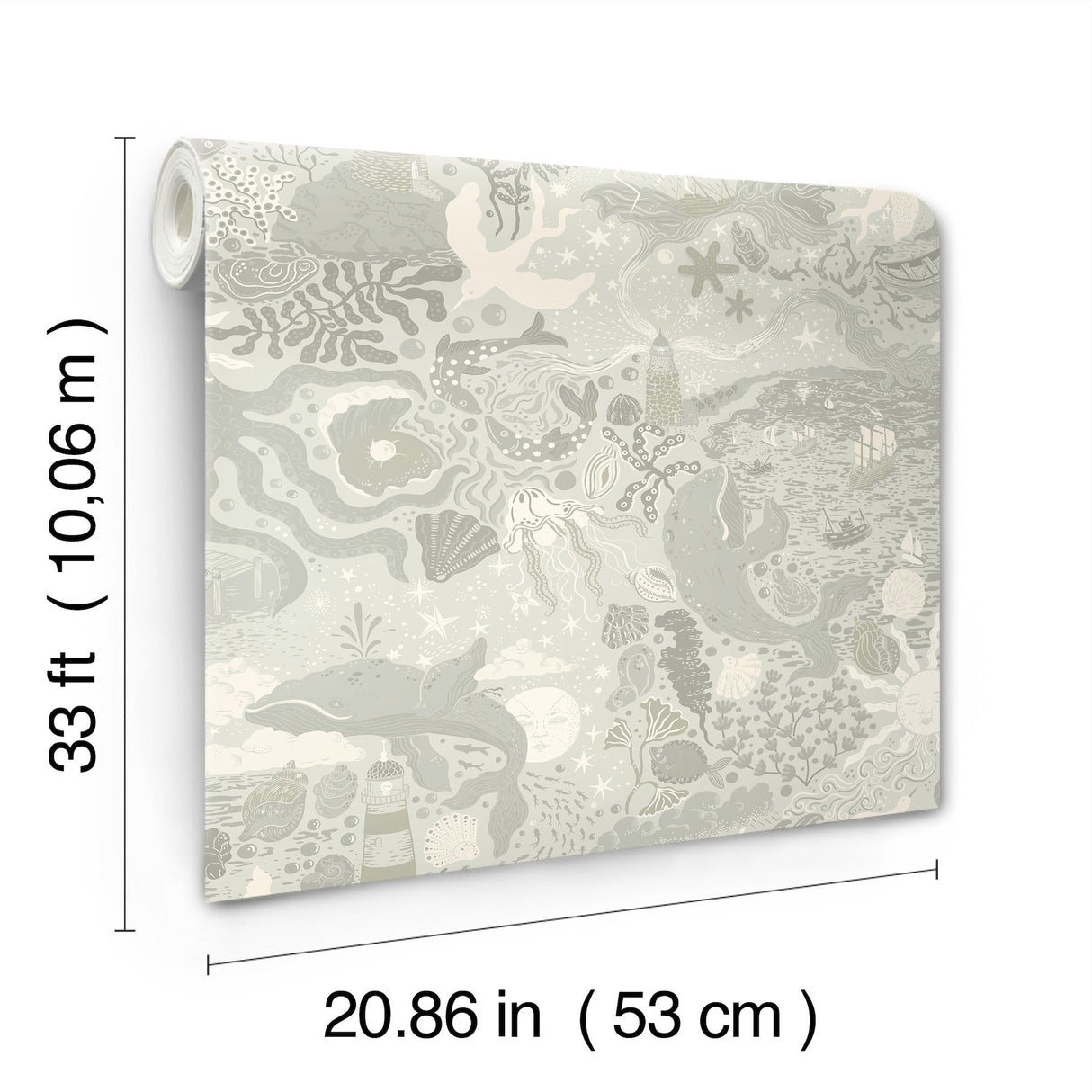 Havet Light Blue by York Wallcoverings Whimsical Sea Animals Wallpaper – York Wallcoverings MB29017