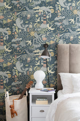 Havet Dark Blue by York Wallcoverings Whimsical Animals & Insects Wallpaper- York Wallcoverings MB29018