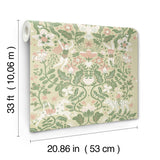 Cirkus Light Green by York Wallcoverings Daydream Collection Whimsical Circus Performers with Animals and Floral Vines Wallpaper - MB29026