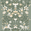 Cirkus Sea Green Wallpaper by York Wallcoverings MB29027 - Whimsical Circus Performers Animals and Floral Vines on Sea Green Non Woven Wallpaper