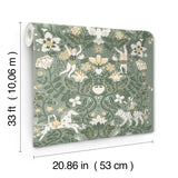 Cirkus Sea Green by York Wallcoverings Daydream Collection Whimsical Circus Performers Acrobats Animals Floral Vine Non Woven Wallpaper MB29027