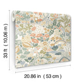 Taget Green by York Wallcoverings Daydream Collection Whimsical Botanical Landscape Wallpaper Featuring Trains Flowers and Rainbows - MB29029