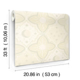 Sol & Mane Beige by York Wallcoverings Daydream Collection Whimsical Celestial Quatrefoil Sun Moon Stars Non Woven Wallpaper Roll - MB29031