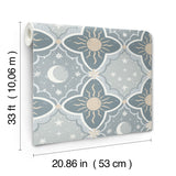 Sol & Mane Blue by York Wallcoverings Celestial Quatrefoil Wallpaper- York Wallcoverings MB29034