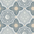 Sol & Mane Blue Wallpaper pattern with suns, moons and stars – York Wallcoverings MB29034