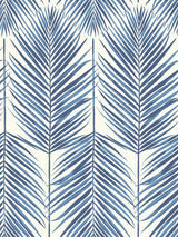 Paradise Palm wallpaper in coastal blue palm leaf pattern