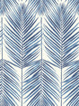 Paradise Palm wallpaper in coastal blue palm leaf pattern