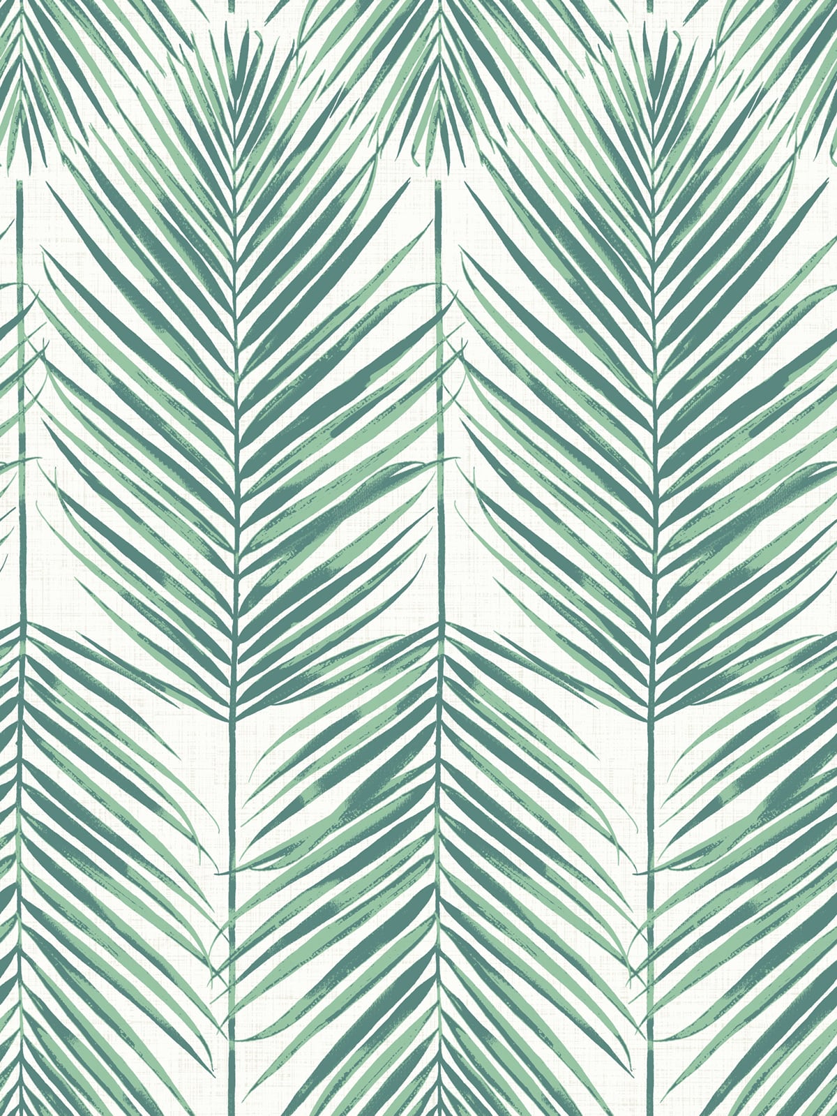 Paradise Palm wallpaper in Tropic Green with large palm fronds on a light background