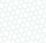Sun Shapes wallpaper in Blue Oasis with light blue geometric outlines on a white ground
